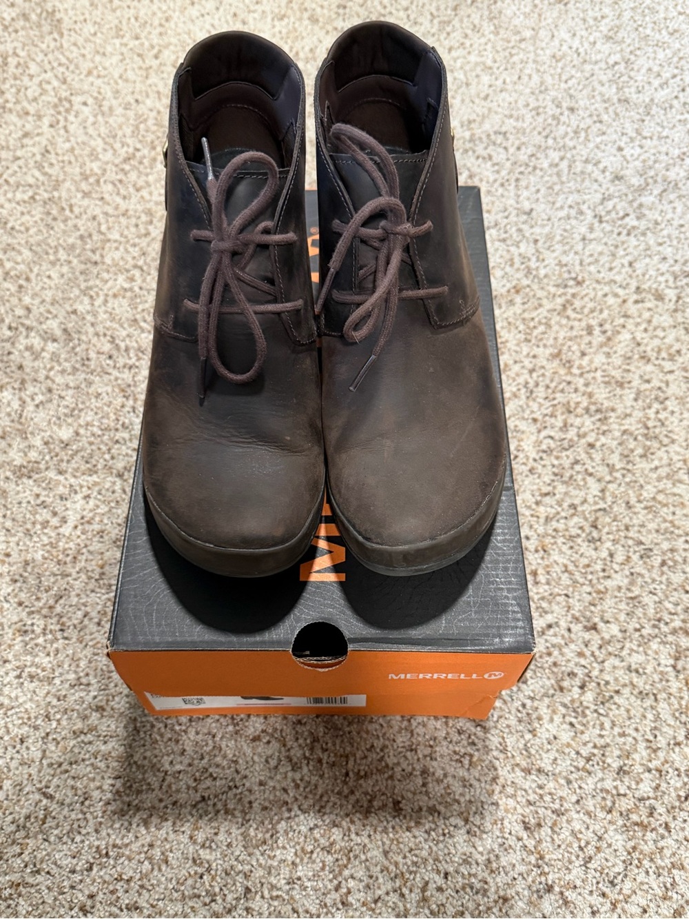 Merrell Veranda Lace Bootie Brown Leather Butter Rum Comfort Ankle Boot 9.5